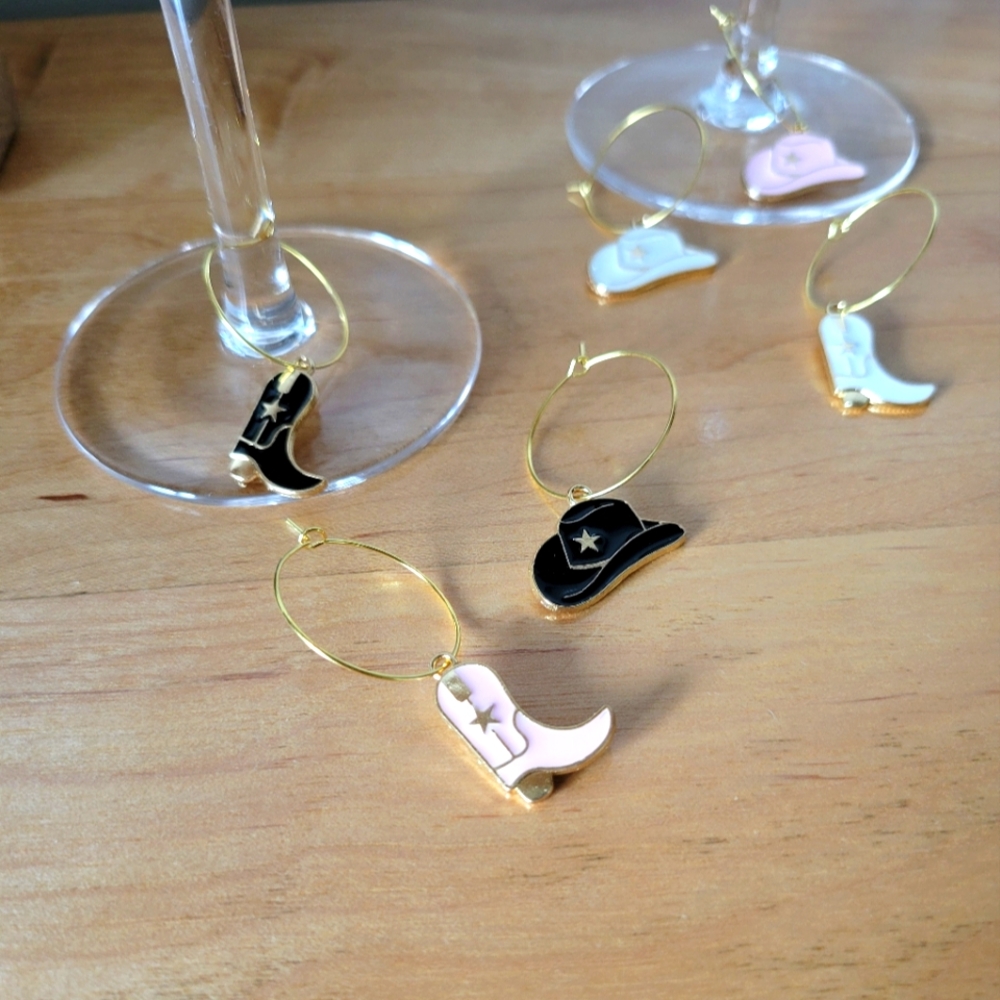 Cowboy Boot Western Cowgirl Wine Charms